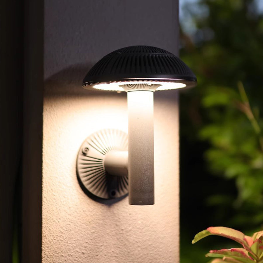 Modern Mushroom LED Outdoor Wall Sconce Aluminum PMMA IP65 9W 2CCT Gray Garden Courtyard Villa