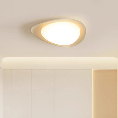 Pebble Shape Full Spectrum Flush Mount Resin Green Beige White Two Sizes