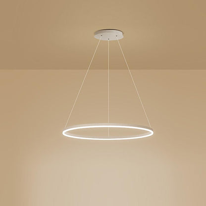 Modern LED Ring Chandelier Aluminium Acrylic Dimmable 3000K–6000K Remote Black Coffee Gold White 3 Sizes