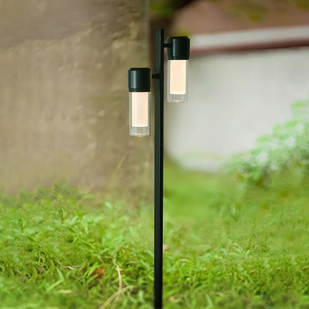 Contemporary Path Light Single Double Head Black Aluminum Glass CRI90 IP65 DC24V 2 Heights