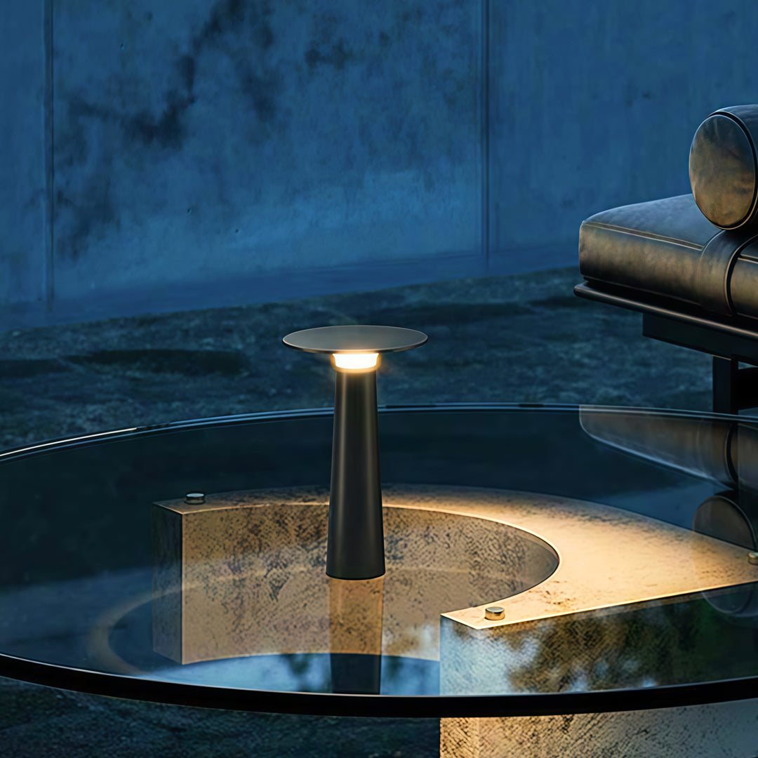 Modern Table Lamp Outdoor IP65 Waterproof Hardwired Aluminum Garden Landscape 3000K Black White 9.65 Inch