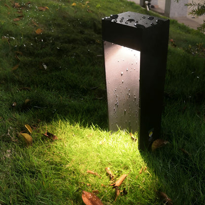 Modern Square LED Bollard Light 5W Waterproof Outdoor Lawn Pathway Lighting Black Aluminum IP54