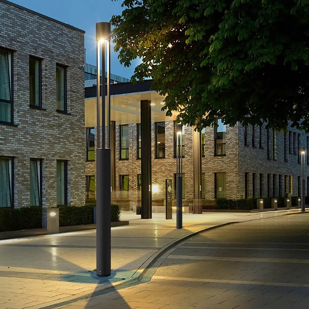COB LED Bollard Path Light | Tall Black Outdoor Landscape Post Light