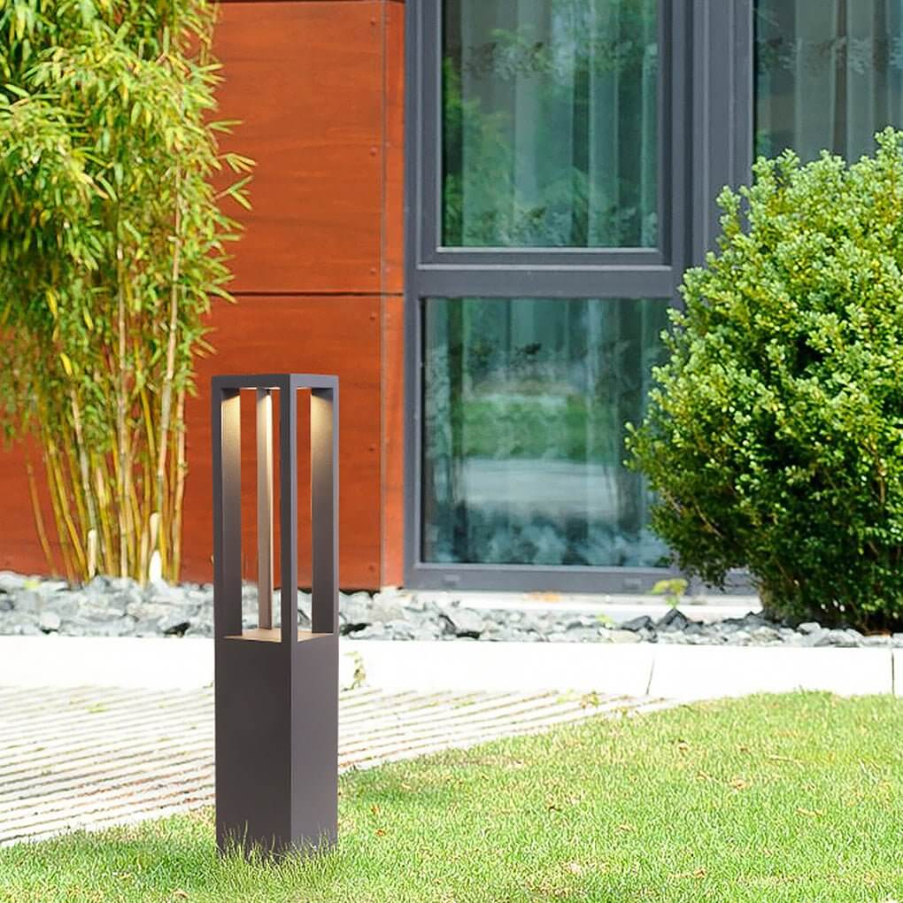 COB LED Bollard Path Light | Tall Black Outdoor Landscape Post Light