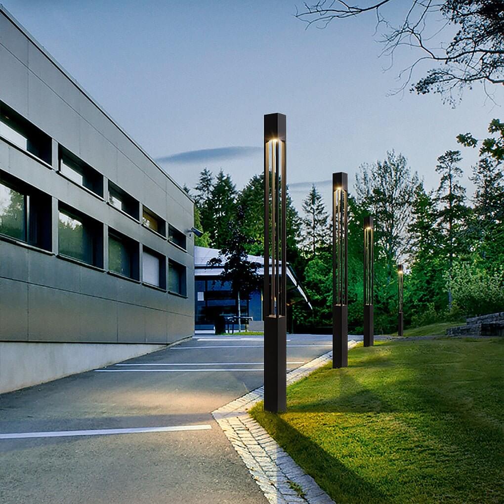 COB LED Bollard Path Light | Tall Black Outdoor Landscape Post Light