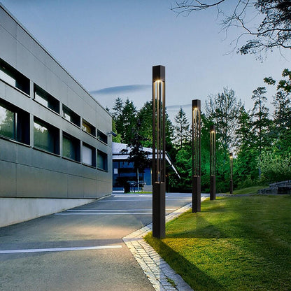 COB LED Bollard Path Light | Tall Black Outdoor Landscape Post Light
