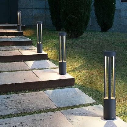 COB LED Bollard Path Light | Tall Black Outdoor Landscape Post Light