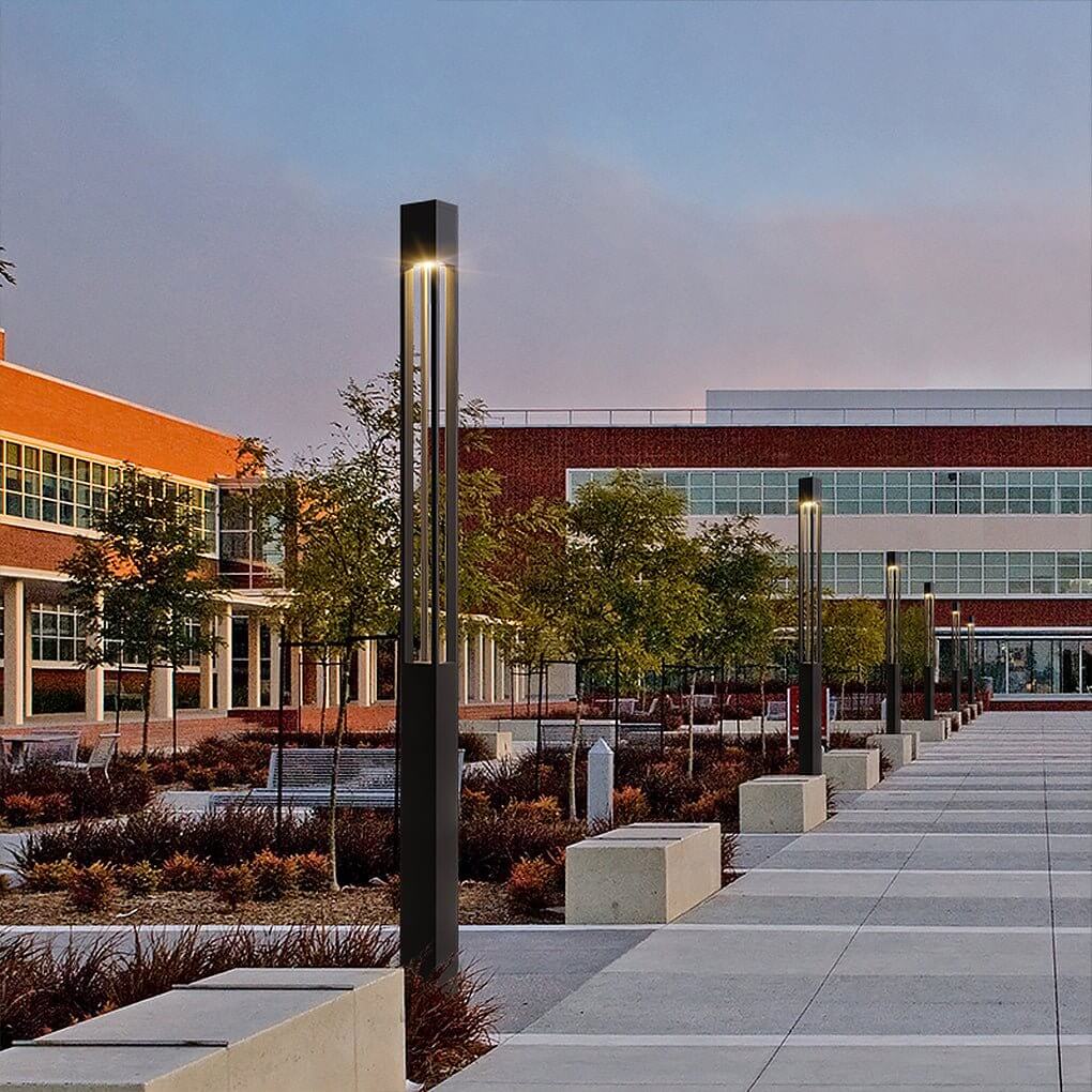 COB LED Bollard Path Light | Tall Black Outdoor Landscape Post Light