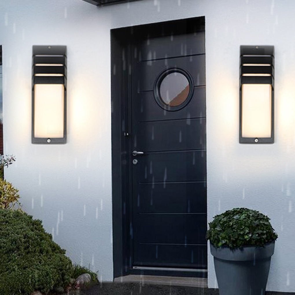 Modern LED Outdoor Wall Sconce Aluminum Acrylic Double Layer IP65 9W 85-265V Motion Sensor Black Balcony Terrace