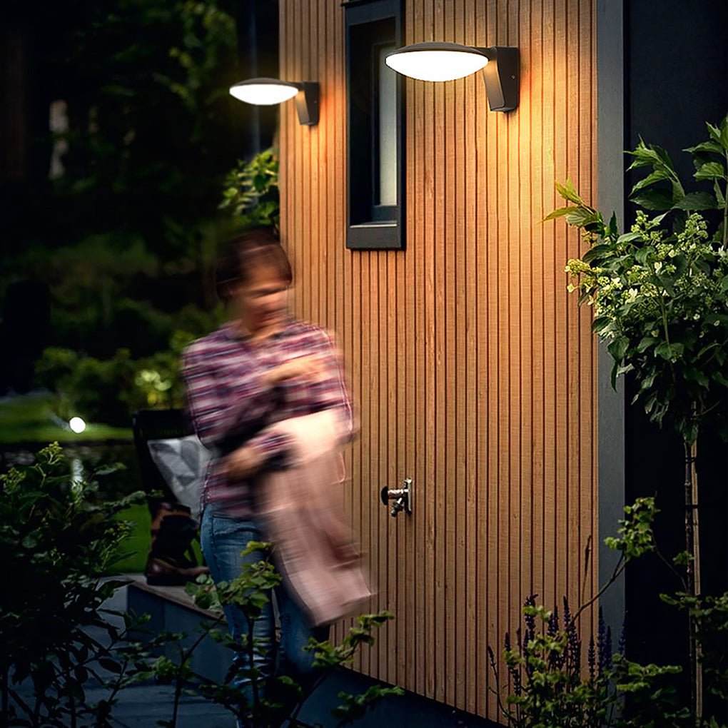 Modern Minimalist Circular Outdoor Wall Sconce Solar or Hardwired LED 3000K