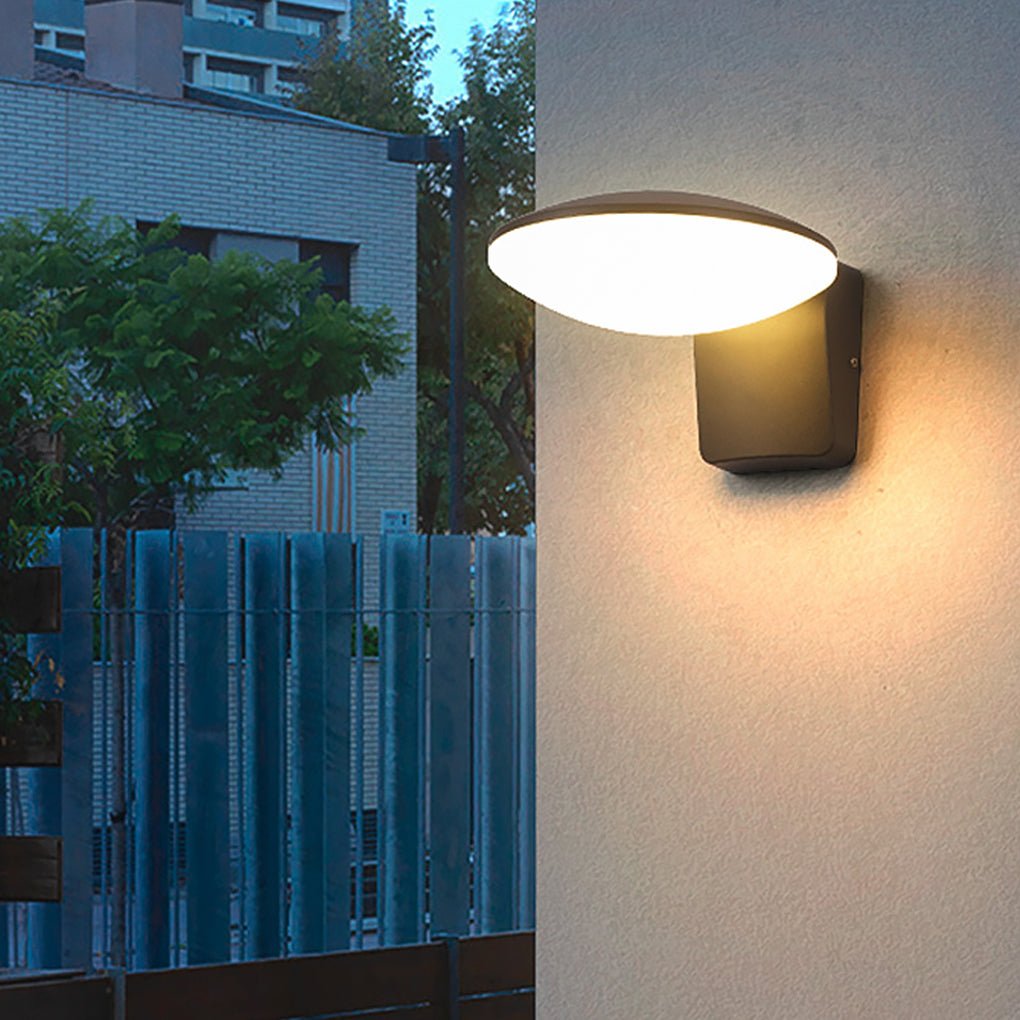 Modern Minimalist Circular Outdoor Wall Sconce Solar or Hardwired LED 3000K