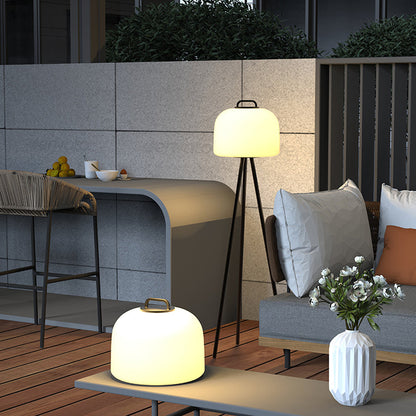 Tripod Stainless Steel PE Globe LED Outdoor Floor Lamp IP65 USB Rechargeable 3000K