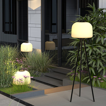 Tripod Stainless Steel PE Globe LED Outdoor Floor Lamp IP65 USB Rechargeable 3000K