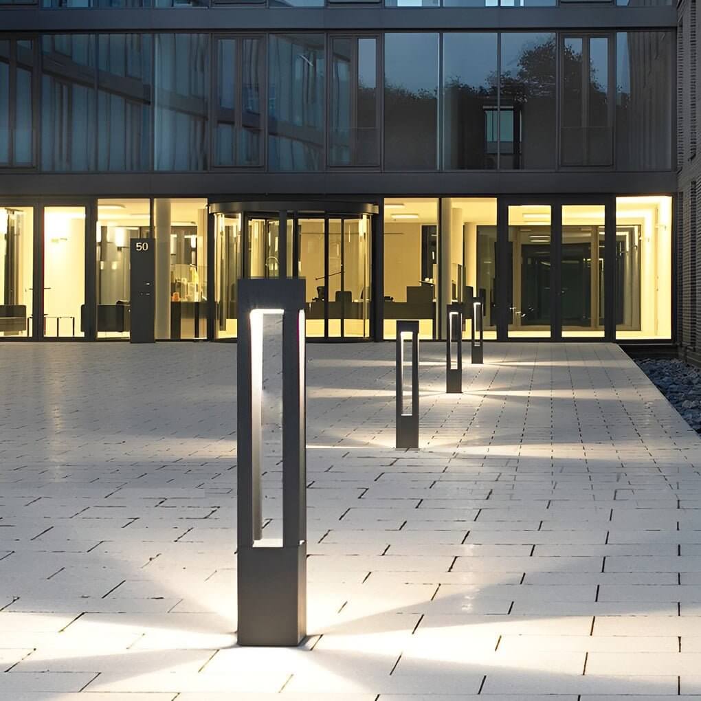 LED Bollard Garden Light Hardwired Aluminum 4 Beam 3000K Warm White IP54 Garden Landscape Path Driveway Black 4 Heights