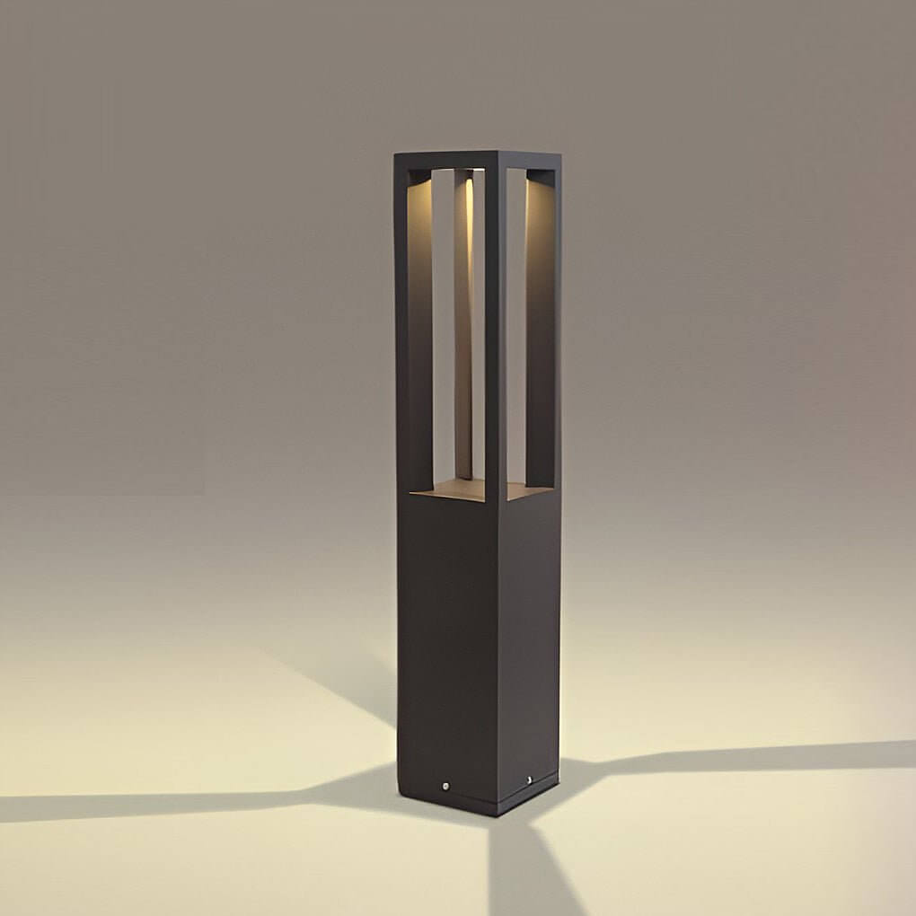 LED Bollard Garden Light Hardwired Aluminum 4 Beam 3000K Warm White IP54 Garden Landscape Path Driveway Black 4 Heights