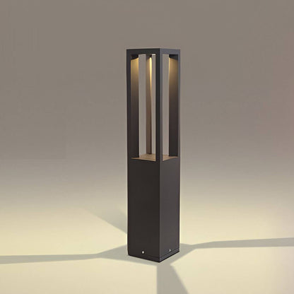 Modern Outdoor LED Bollard Garden Light 4-Beam Glass Aluminum Black 4 Heights
