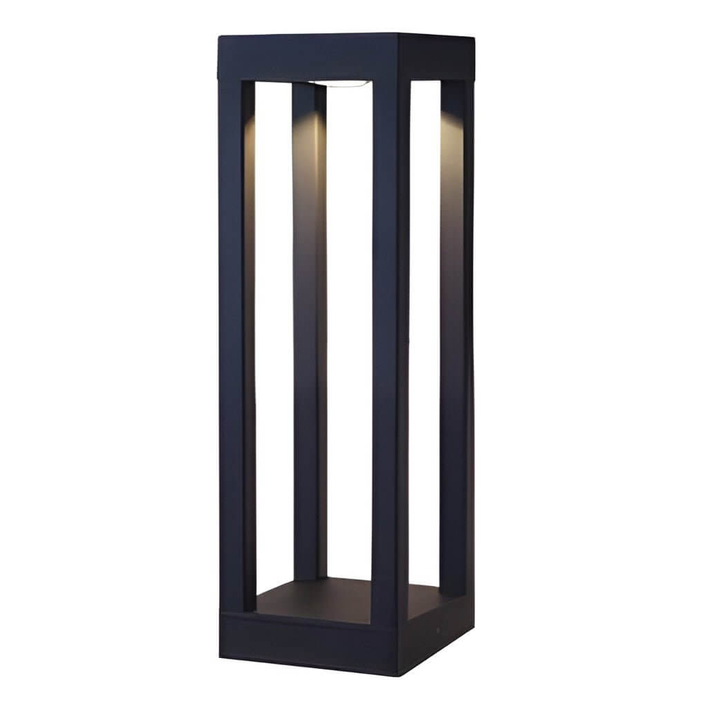 Modern Outdoor LED Bollard Garden Light 4-Beam Glass Aluminum Black 4 Heights