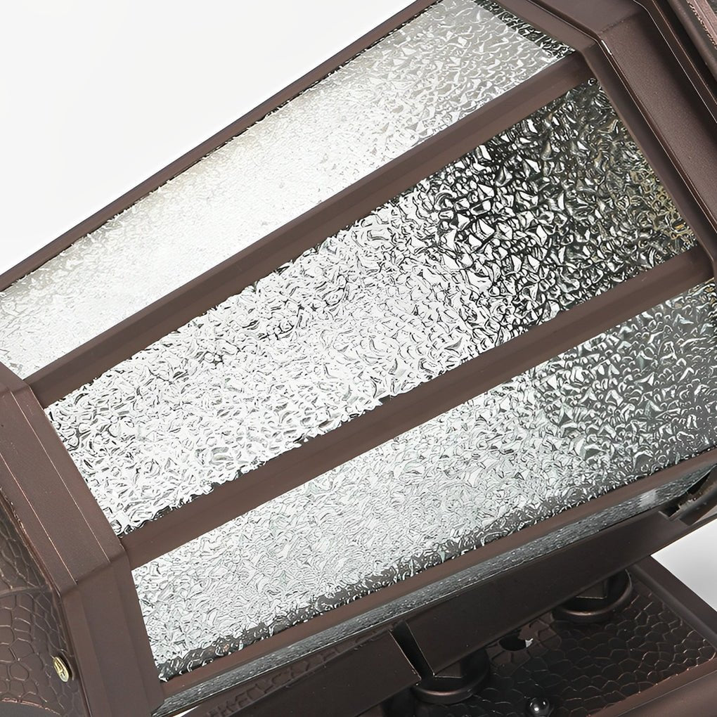 Retro European Outdoor Wall Sconce Brown Aluminum Glass E27 2 Sizes