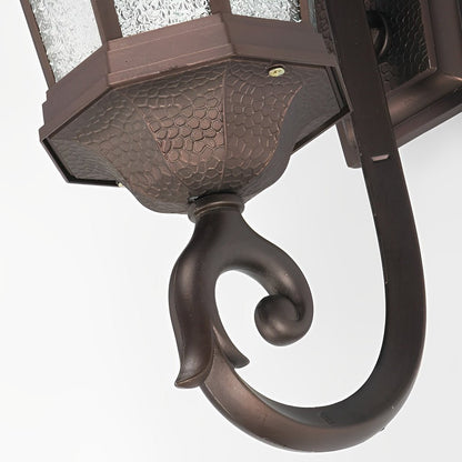 Retro European Outdoor Wall Sconce Brown Aluminum Glass E27 2 Sizes
