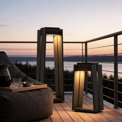 Minimalist Trapezoid Solar Bollard Light 5W LED Warm White Outdoor IP54 2 Heights