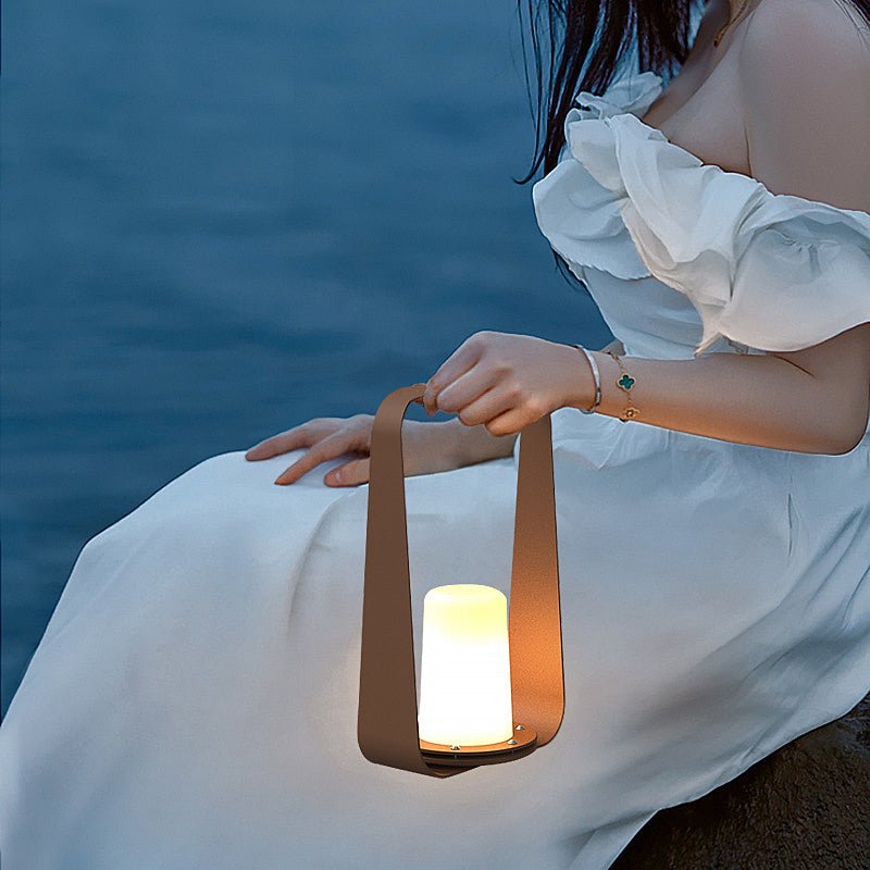 Stainless Steel PE Portable Outdoor LED Lamp IP65 3000K 360 Degree USB Brown Black