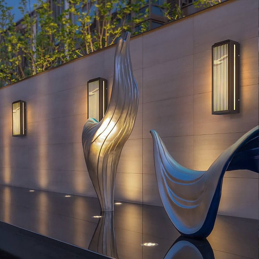Outdoor Grille Wall Sconce Stainless Steel Marble LED 4 Sizes Black