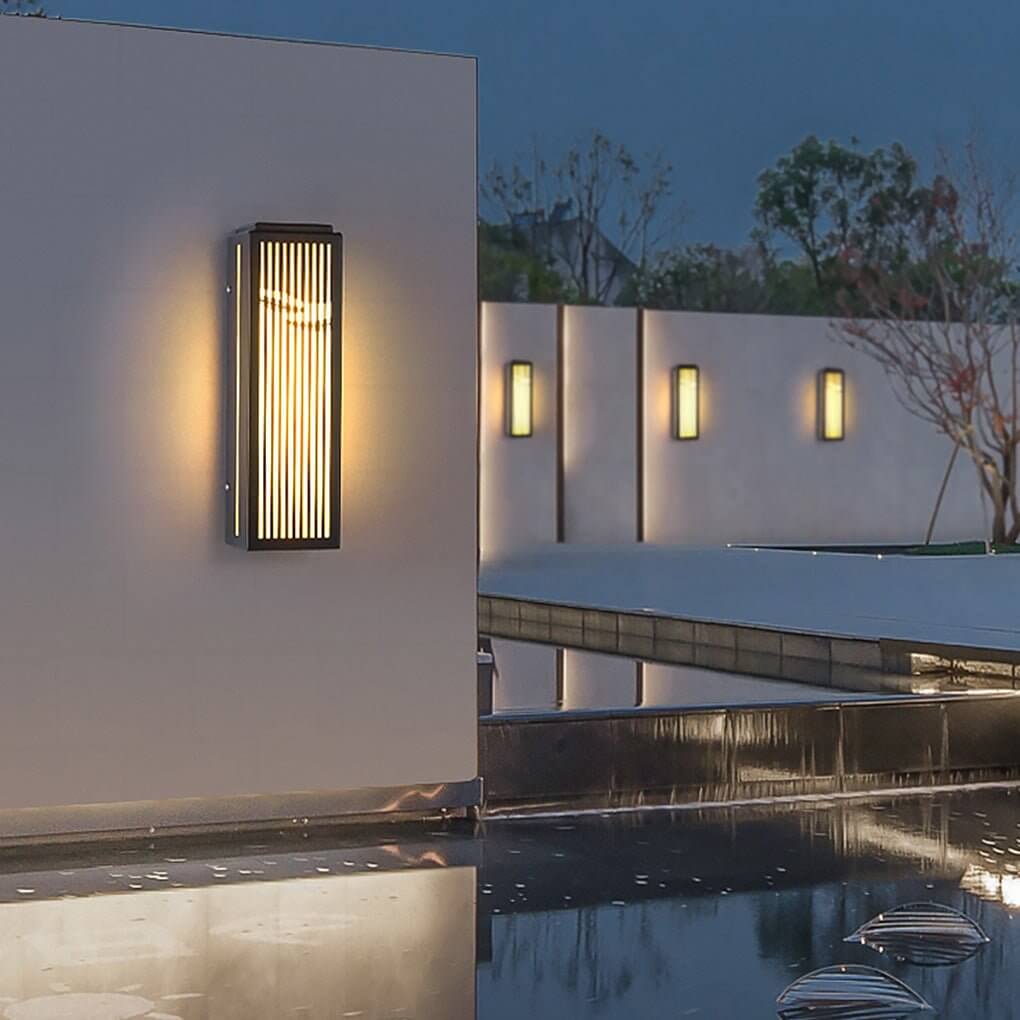 Outdoor Grille Wall Sconce Stainless Steel Marble LED 4 Sizes Black