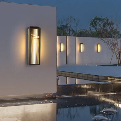 Outdoor Grille Wall Sconce Stainless Steel Marble LED 4 Sizes Black