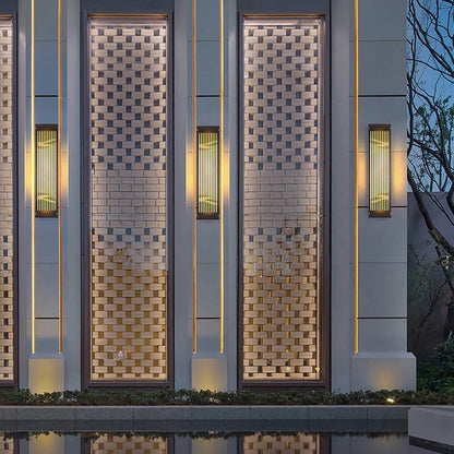 Outdoor Grille Wall Sconce Stainless Steel Marble LED 4 Sizes Black