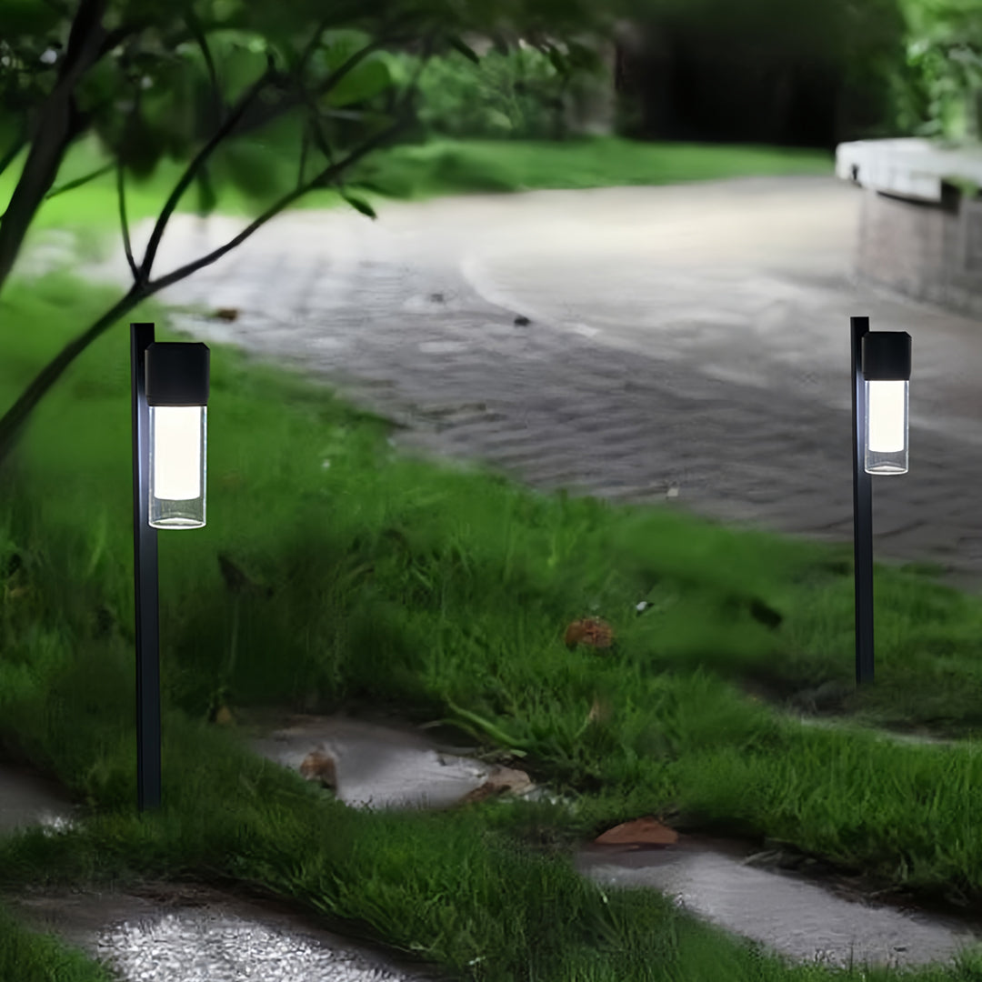 Contemporary Path Light Single Double Head Black Aluminum Glass CRI90 IP65 DC24V 2 Heights