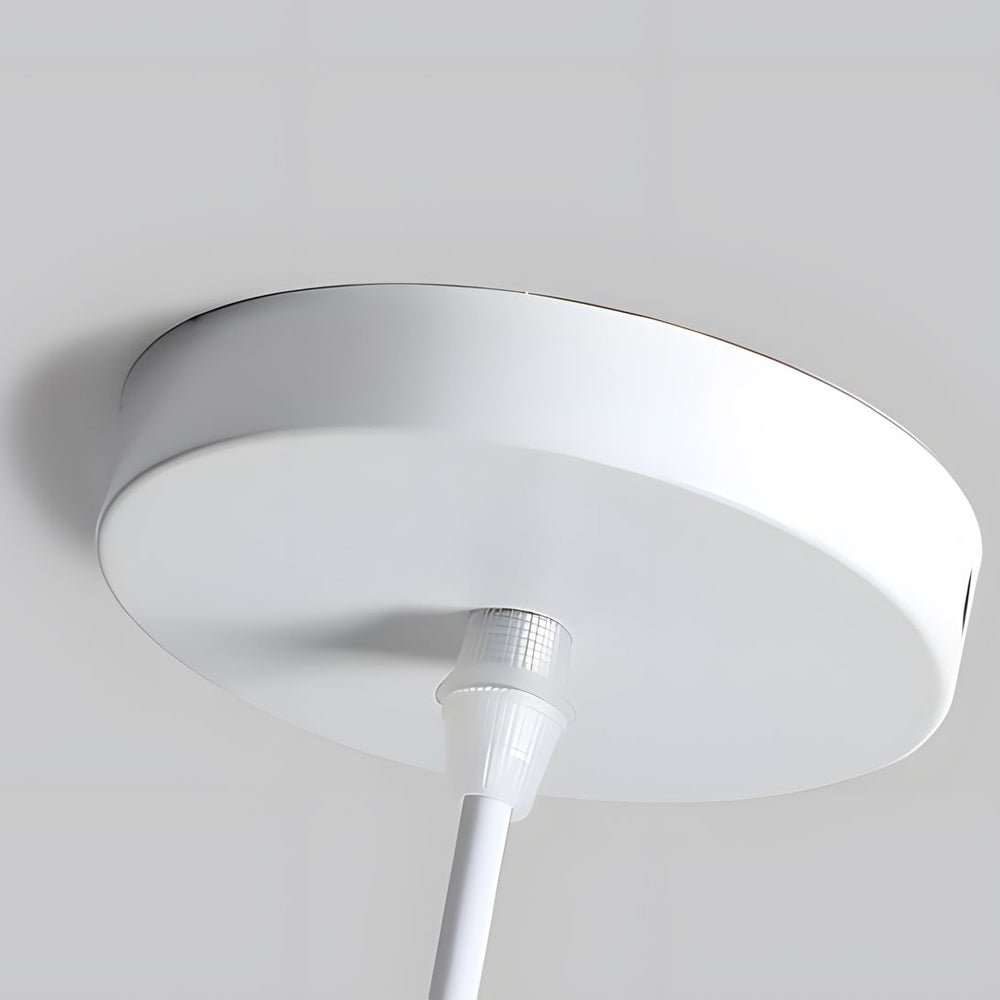 Nordic White Metal Cone Pendant Light with Rubberwood Top
