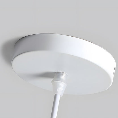 Nordic White Metal Cone Pendant Light with Rubberwood Top