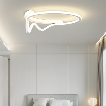 Abstract Loop Geometric Flush Mount Silicone Gold Black White Two Sizes