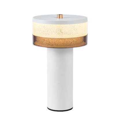 Nordic Cylindrical Iron LED Table Lamp Stepless Dimming USB Rechargeable Black White