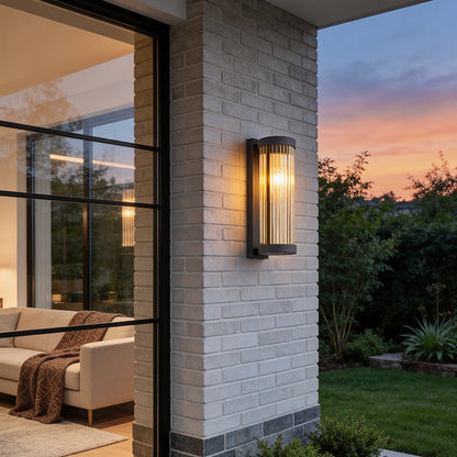 Modern Black Outdoor Wall Sconce Solar or Hardwired Stainless Steel Glass LED 3000K