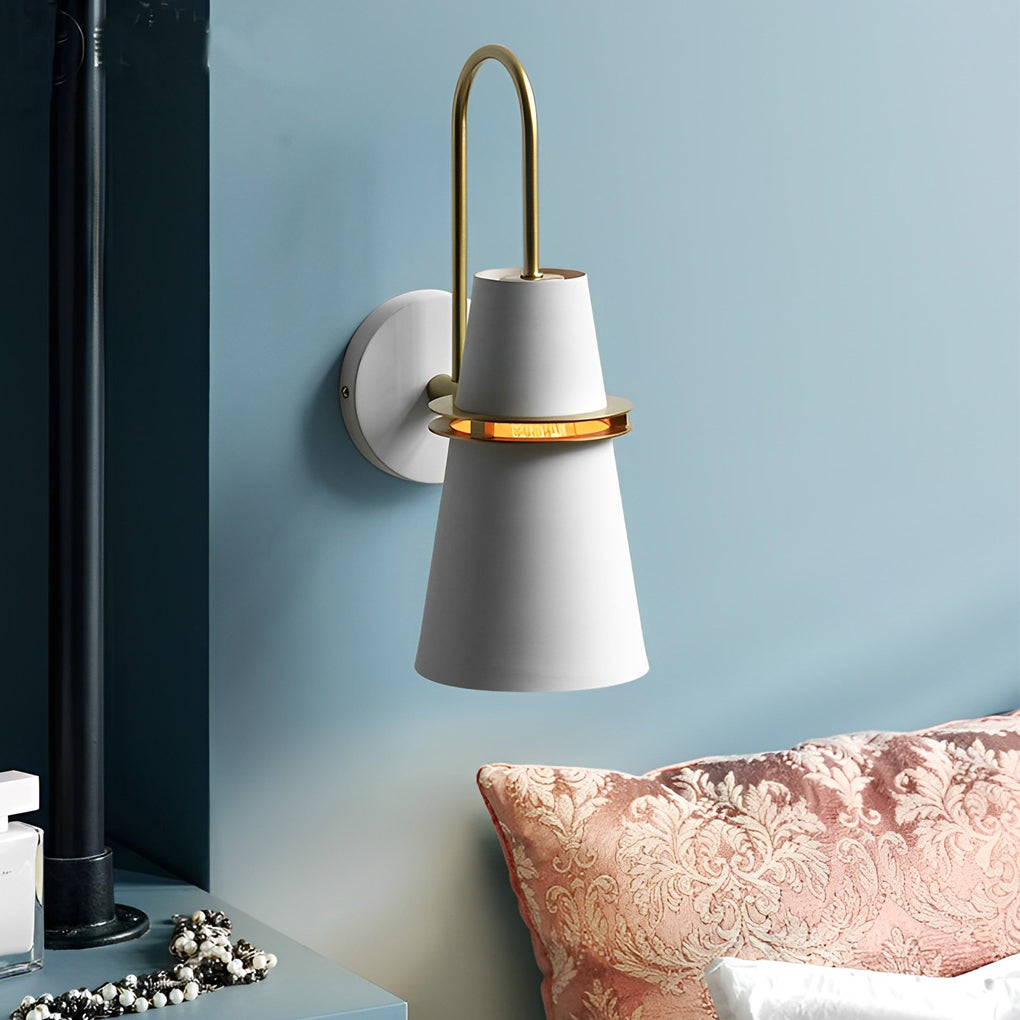 Minimalist Cone Iron Wall Sconce E27 Downlight Hardwired Black White Blue Indoor 110–220V