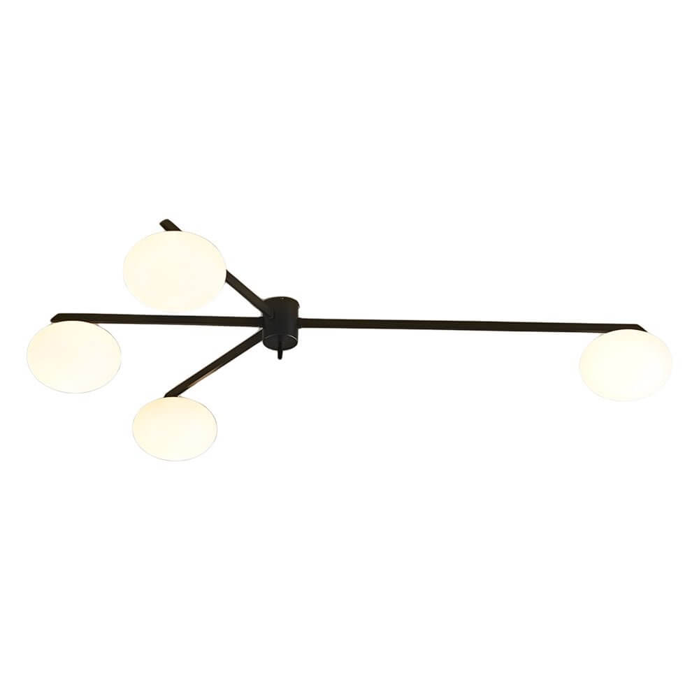 White Glass Bubble Semi-Flush Mount — Black Iron E27 Nordic Modern 3 4 5 Light