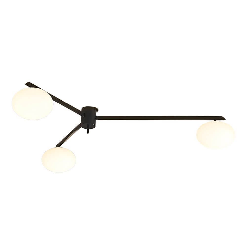 White Glass Bubble Semi-Flush Mount — Black Iron E27 Nordic Modern 3 4 5 Light