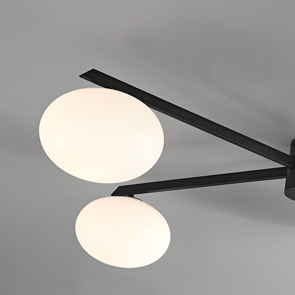 White Glass Bubble Semi-Flush Mount — Black Iron E27 Nordic Modern 3 4 5 Light