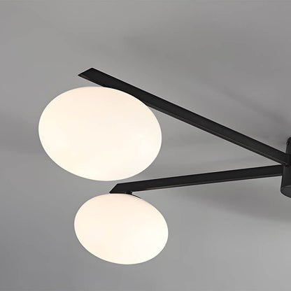 White Glass Bubble Semi-Flush Mount — Black Iron E27 Nordic Modern 3 4 5 Light