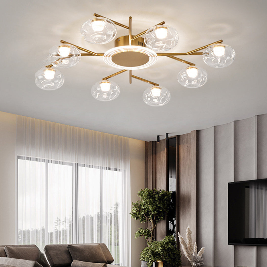 Nordic Branching Semi Flush Mount Black Copper 8 12 Heads