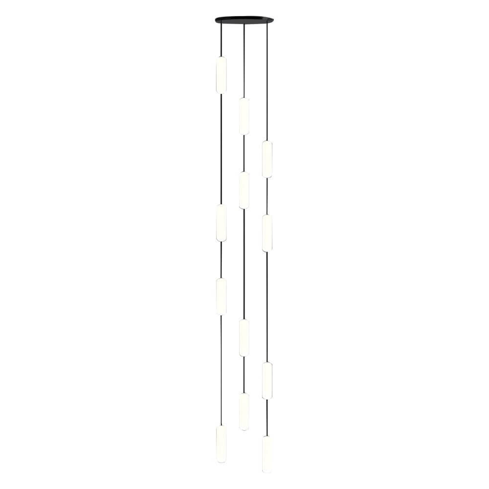 Staircase Chandelier Iron Black Frosted White PE Cylinder Tube Integrated LED Modern 3-Step Colour Temperature Round or Long Canopy Eight Configurations 2-Light to 18-Light