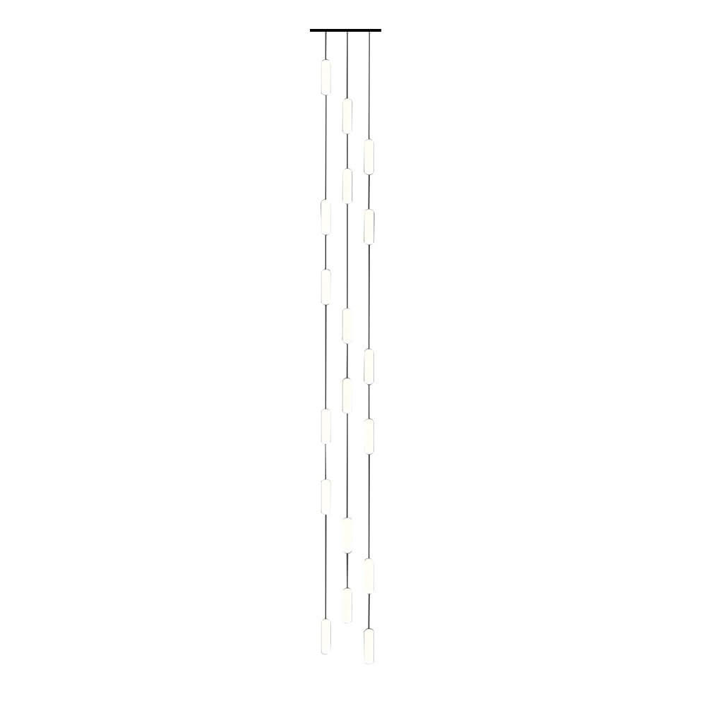 Staircase Chandelier Iron Black Frosted White PE Cylinder Tube Integrated LED Modern 3-Step Colour Temperature Round or Long Canopy Eight Configurations 2-Light to 18-Light