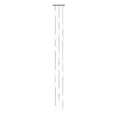 Staircase Chandelier Iron Black Frosted White PE Cylinder Tube Integrated LED Modern 3-Step Colour Temperature Round or Long Canopy Eight Configurations 2-Light to 18-Light