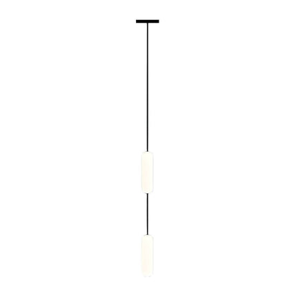 Staircase Chandelier Iron Black Frosted White PE Cylinder Tube Integrated LED Modern 3-Step Colour Temperature Round or Long Canopy Eight Configurations 2-Light to 18-Light