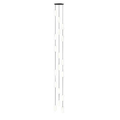 Staircase Chandelier Iron Black Frosted White PE Cylinder Tube Integrated LED Modern 3-Step Colour Temperature Round or Long Canopy Eight Configurations 2-Light to 18-Light