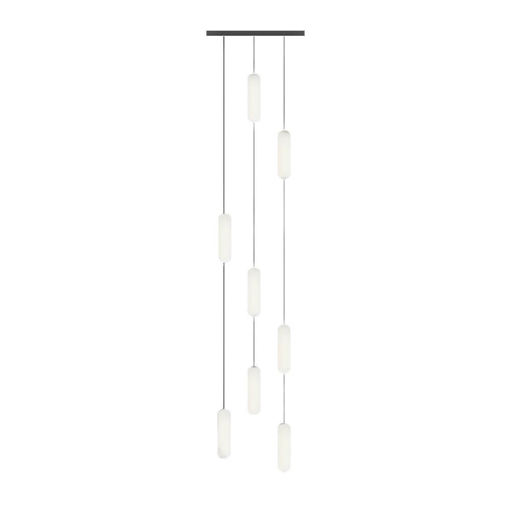 Staircase Chandelier Iron Black Frosted White PE Cylinder Tube Integrated LED Modern 3-Step Colour Temperature Round or Long Canopy Eight Configurations 2-Light to 18-Light