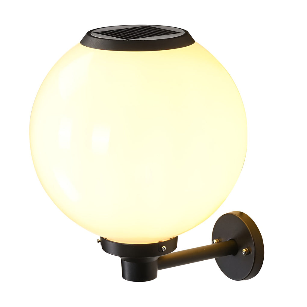Solar Outdoor Globe Wall Sconce LED 3 CCT White PS 3 Sizes