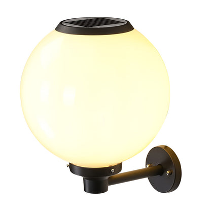Solar Outdoor Globe Wall Sconce LED 3 CCT White PS 3 Sizes