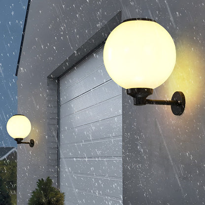 Solar Outdoor Globe Wall Sconce LED 3 CCT White PS 3 Sizes